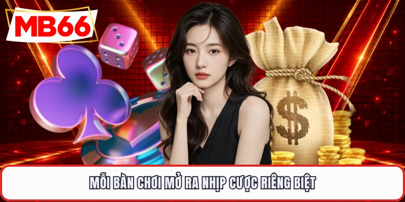 Mỗi bàn chơi mở ra nhịp cược riêng biệt